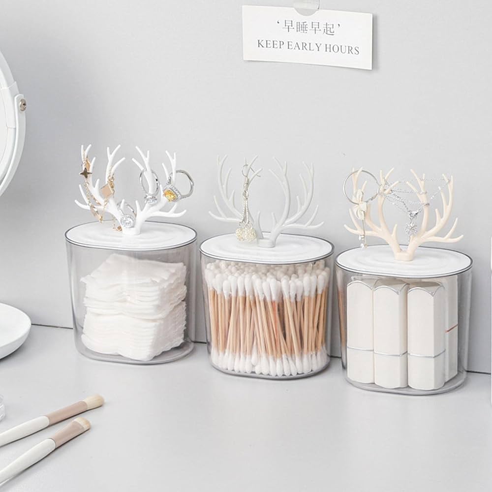 Creative Antler Cotton Swabs Container, Creative Jewelry Holder Organizer Box, Cotton Pad Q-Tip Organizer Creative Antler Cotton Swabs Container, Creative Jewelry Holder Organizer Box, Cotton Pad Q-Tip Organizer